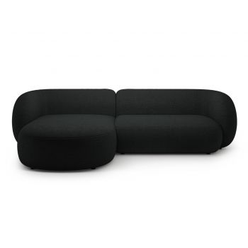 Coltar stanga 3 locuri, Kate, Micadoni, 285x176x76 cm, tesatura boucle, negru