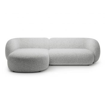 Coltar stanga 3 locuri, Kate, Micadoni, 285x176x76 cm, tesatura structurata, gri deschis melanj