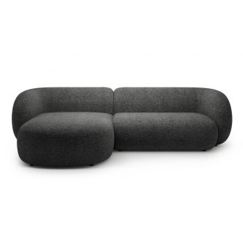 Coltar stanga 3 locuri, Kate, Micadoni, 285x176x76 cm, tesatura structurata, gri inchis melanj