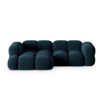 Coltar stanga 3 locuri, Loretto, Cosmopolitan Design, 250x147x68 cm, catifea, albastru petrol inchis