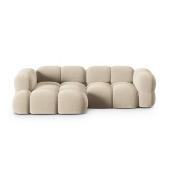 Coltar stanga 3 locuri, Loretto, Cosmopolitan Design, 250x147x68 cm, catifea, bej deschis