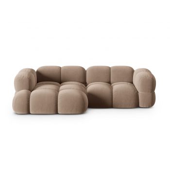 Coltar stanga 3 locuri, Loretto, Cosmopolitan Design, 250x147x68 cm, catifea, bej inchis