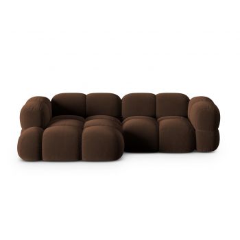 Coltar stanga 3 locuri, Loretto, Cosmopolitan Design, 250x147x68 cm, catifea, ciocolata