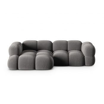 Coltar stanga 3 locuri, Loretto, Cosmopolitan Design, 250x147x68 cm, catifea, gri