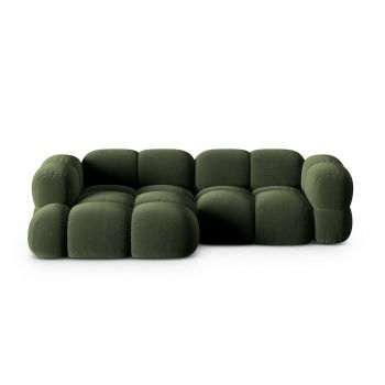 Coltar stanga 3 locuri, Loretto, Cosmopolitan Design, 250x147x68 cm, catifea, verde