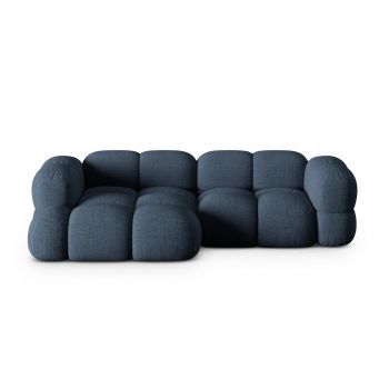 Coltar stanga 3 locuri, Loretto, Cosmopolitan Design, 250x147x68 cm, tesatura structurata, albastru inchis