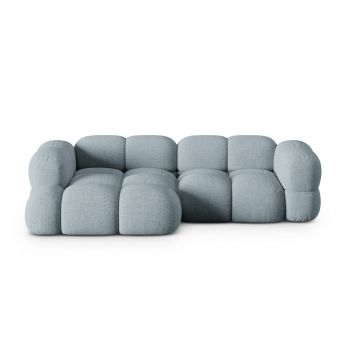 Coltar stanga 3 locuri, Loretto, Cosmopolitan Design, 250x147x68 cm, tesatura structurata, albastru pastel