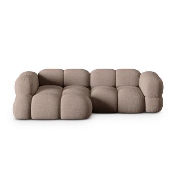 Coltar stanga 3 locuri, Loretto, Cosmopolitan Design, 250x147x68 cm, tesatura structurata, cappuccino