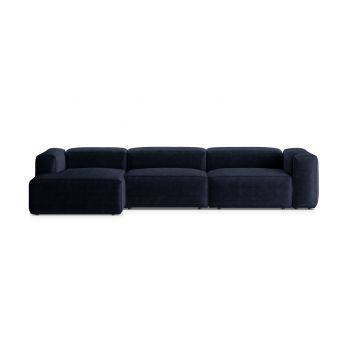 Coltar stanga 4 locuri, Bergamo, Cosmopolitan Design, 344x152x70 cm, catifea chenille raiata, albastru navy