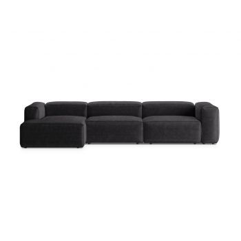 Coltar stanga 4 locuri, Bergamo, Cosmopolitan Design, 344x152x70 cm, catifea chenille raiata, gri