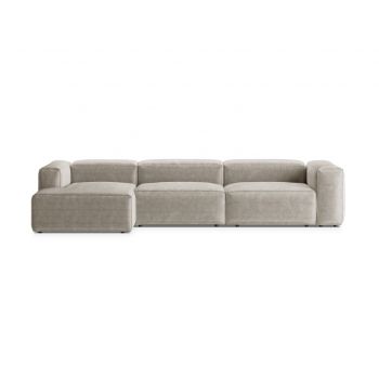 Coltar stanga 4 locuri, Bergamo, Cosmopolitan Design, 344x152x70 cm, catifea chenille raiata, ivoriu