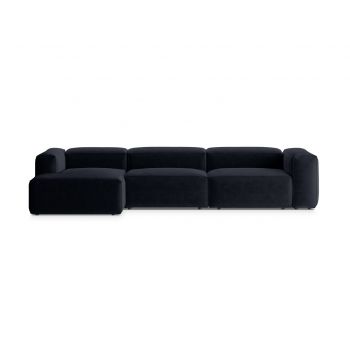 Coltar stanga 4 locuri, Bergamo, Cosmopolitan Design, 344x152x70 cm, tesatura structurata, albastru navy