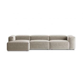 Coltar stanga 4 locuri, Bergamo, Cosmopolitan Design, 344x152x70 cm, tesatura structurata, bej