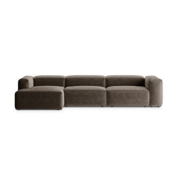 Coltar stanga 4 locuri, Bergamo, Cosmopolitan Design, 344x152x70 cm, tesatura structurata, cappuccino