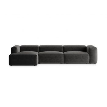 Coltar stanga 4 locuri, Bergamo, Cosmopolitan Design, 344x152x70 cm, tesatura structurata, grafit
