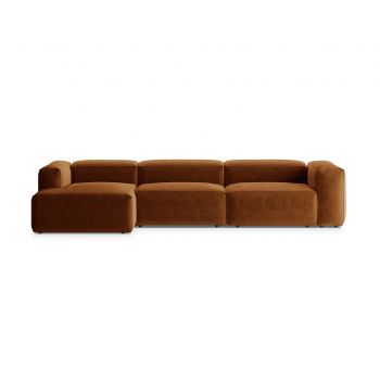 Coltar stanga 4 locuri, Bergamo, Cosmopolitan Design, 344x152x70 cm, tesatura structurata, gri maro