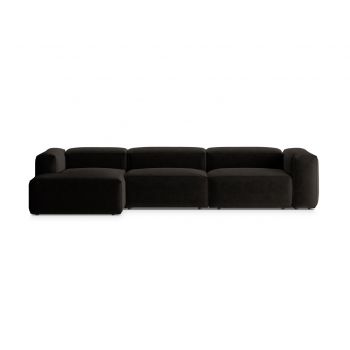 Coltar stanga 4 locuri, Bergamo, Cosmopolitan Design, 344x152x70 cm, tesatura structurata, negru