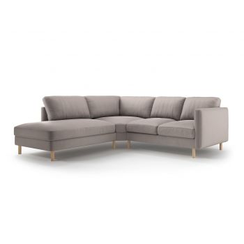 Coltar stanga 4 locuri, Eden, Micadoni, 267x234x90 cm, catifea, gri beton