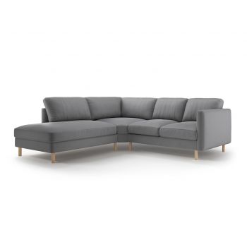 Coltar stanga 4 locuri, Eden, Micadoni, 267x234x90 cm, catifea, gri