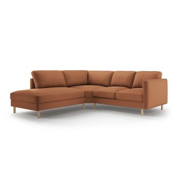 Coltar stanga 4 locuri, Eden, Micadoni, 267x234x90 cm, catifea, miere