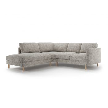 Coltar stanga 4 locuri, Eden, Micadoni, 267x234x90 cm, tesatura structurata, bej melange