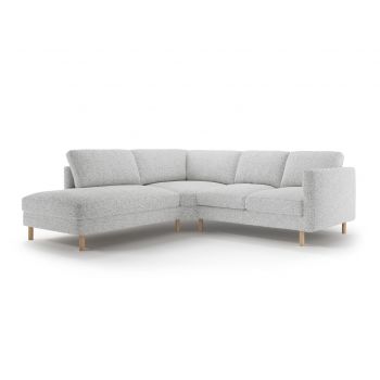 Coltar stanga 4 locuri, Eden, Micadoni, 267x234x90 cm, tesatura structurata, gri deschis melanj