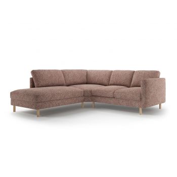 Coltar stanga 4 locuri, Eden, Micadoni, 267x234x90 cm, tesatura structurata, roz melanj