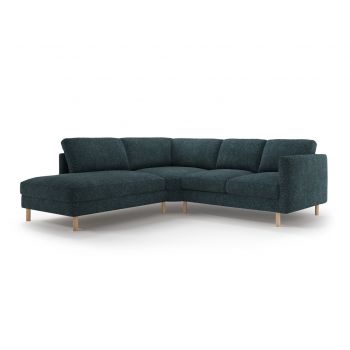Coltar stanga 4 locuri, Eden, Micadoni, 267x234x90 cm, tesatura structurata, verde albastrui melanj