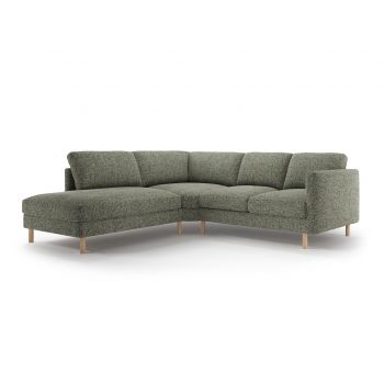 Coltar stanga 4 locuri, Eden, Micadoni, 267x234x90 cm, tesatura structurata, verde muschi melanj