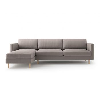 Coltar stanga 4 locuri, Eden, Micadoni, 286x150x90 cm, catifea, gri beton