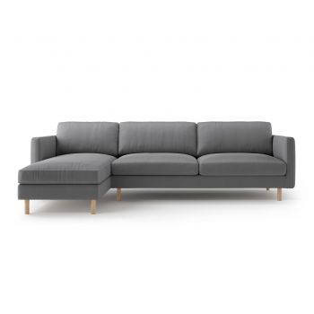 Coltar stanga 4 locuri, Eden, Micadoni, 286x150x90 cm, catifea, gri