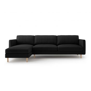 Coltar stanga 4 locuri, Eden, Micadoni, 286x150x90 cm, catifea, negru