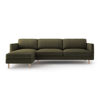 Coltar stanga 4 locuri, Eden, Micadoni, 286x150x90 cm, catifea, verde muschi melanj