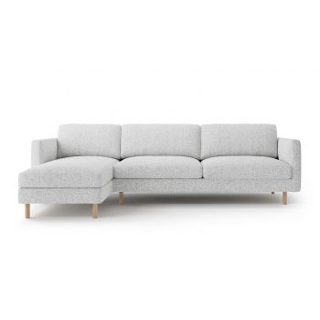 Coltar stanga 4 locuri, Eden, Micadoni, 286x150x90 cm, tesatura structurata, gri deschis melanj