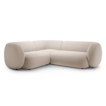 Coltar stanga 4 locuri, Kate, Micadoni, 252x220x76 cm, catifea, bej