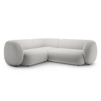 Coltar stanga 4 locuri, Kate, Micadoni, 252x220x76 cm, catifea, gri deschis