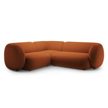 Coltar stanga 4 locuri, Kate, Micadoni, 252x220x76 cm, catifea, teracota