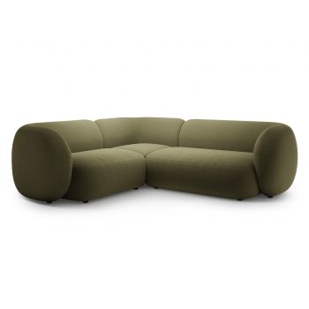 Coltar stanga 4 locuri, Kate, Micadoni, 252x220x76 cm, catifea, verde