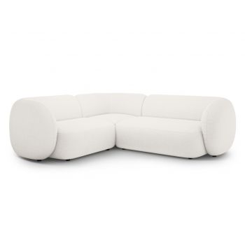Coltar stanga 4 locuri, Kate, Micadoni, 252x220x76 cm, tesatura boucle, alb