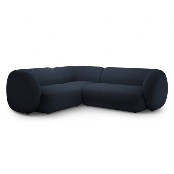 Coltar stanga 4 locuri, Kate, Micadoni, 252x220x76 cm, tesatura boucle, albastru inchis