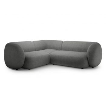 Coltar stanga 4 locuri, Kate, Micadoni, 252x220x76 cm, tesatura boucle, gri inchis