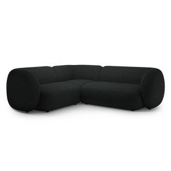 Coltar stanga 4 locuri, Kate, Micadoni, 252x220x76 cm, tesatura boucle, negru