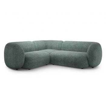 Coltar stanga 4 locuri, Kate, Micadoni, 252x220x76 cm, tesatura structurata, albastru melanj