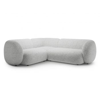 Coltar stanga 4 locuri, Kate, Micadoni, 252x220x76 cm, tesatura structurata, gri deschis melanj