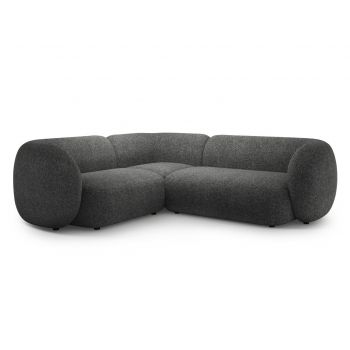 Coltar stanga 4 locuri, Kate, Micadoni, 252x220x76 cm, tesatura structurata, gri inchis melanj