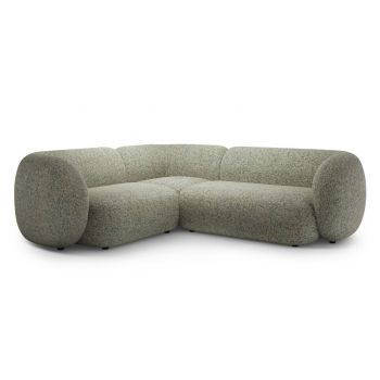 Coltar stanga 4 locuri, Kate, Micadoni, 252x220x76 cm, tesatura structurata, verde muschi melanj