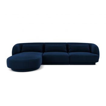 Coltar stanga 4 locuri, Tulum, Cosmopolitan Design, 255x156x70 cm, catifea, albastru regal