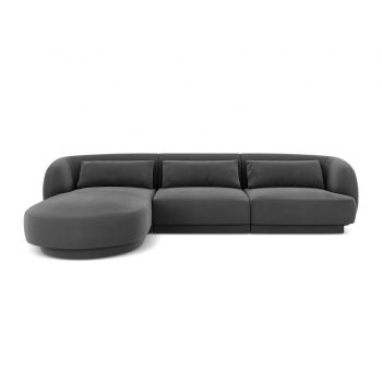 Coltar stanga 4 locuri, Tulum, Cosmopolitan Design, 255x156x70 cm, catifea, gri