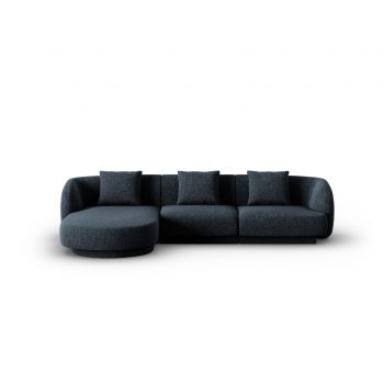 Coltar stanga 4 locuri, Tulum, Cosmopolitan Design, 255x156x70 cm, tesatura chenille, albastru regal