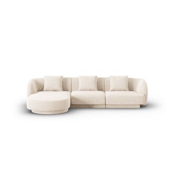 Coltar stanga 4 locuri, Tulum, Cosmopolitan Design, 255x156x70 cm, tesatura chenille, bej deschis